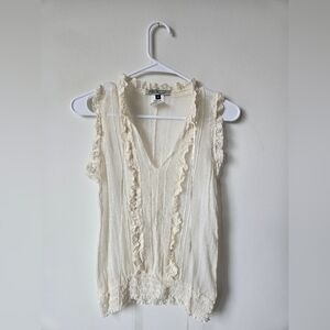 Women's Cream Ruffled Top